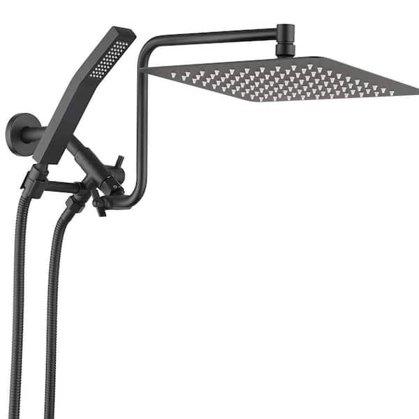 3-spray 10 in. Wall Mount Dual Shower Head and Handheld Shower Head 2.5 GPM in Matte Black