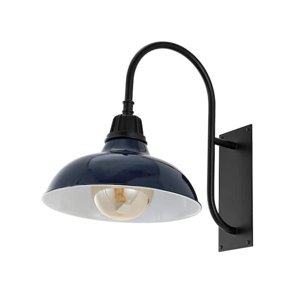 JONATHAN Y Stanley 12.25 in. Navy 1-Light Farmhouse Industrial  Indoor/Outdoor Iron LED Gooseneck Arm Outdoor Sconce JYL7614C - The Home  Depot