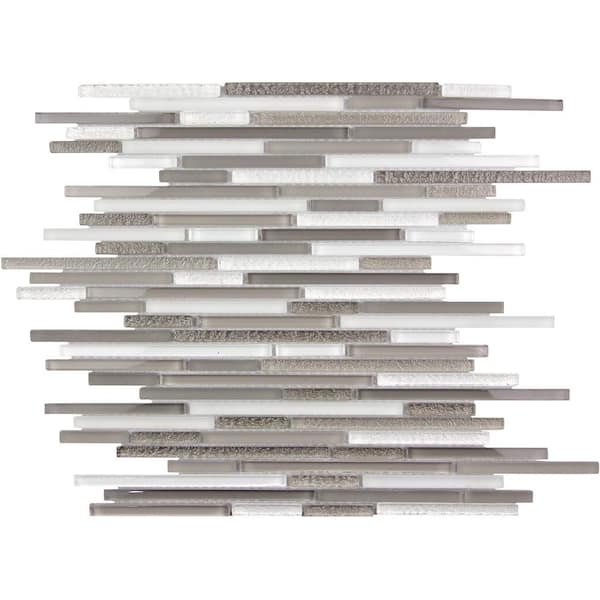 Apollo Tile Waterfall White and Grey 4 in. x 5 in. Polished Linear Glass Mosaic Floor and Wall Tile Sample (0.13 sq. ft./Piece)