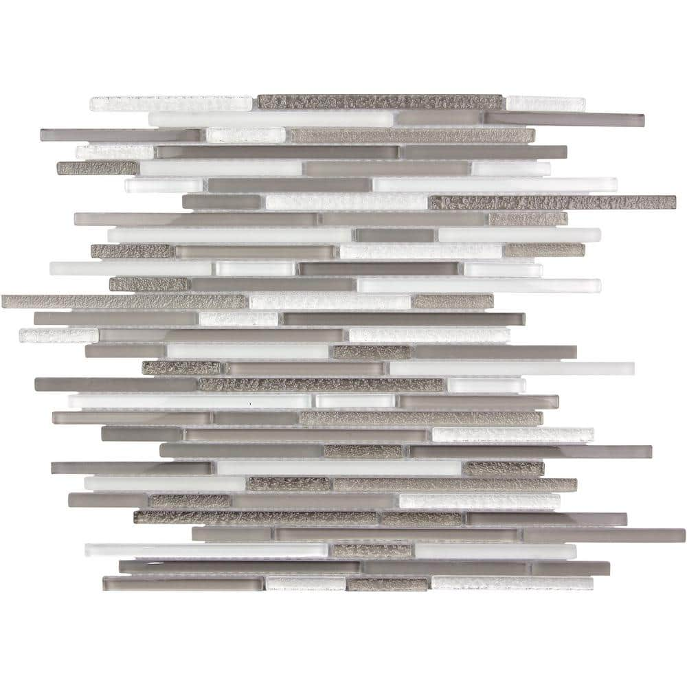 Apollo Tile Waterfall White and Grey 11.8 in. x 11.8 in. Linear