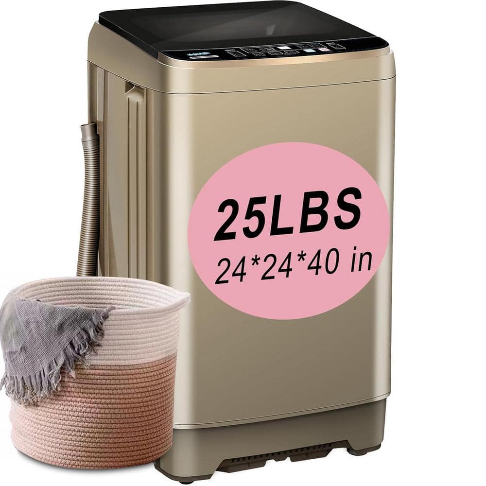 JEREMY CASS 2.1 cu.ft. Top Load Washer in Gold with Drain Pump, Glass Top Lid and Full-Automatic