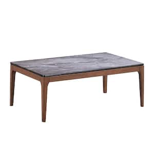 Bevis 57.24 in. Walnut Rectangle Wood Coffee Table with No Additional Features