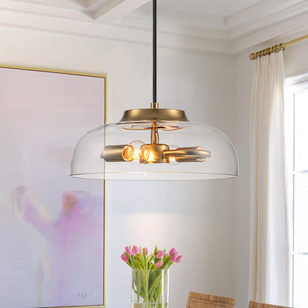 Owen Modern Industrial 2-Light 11 in. Gold Dome Pendant Light with Clear Glass price history on PriceWatchPro