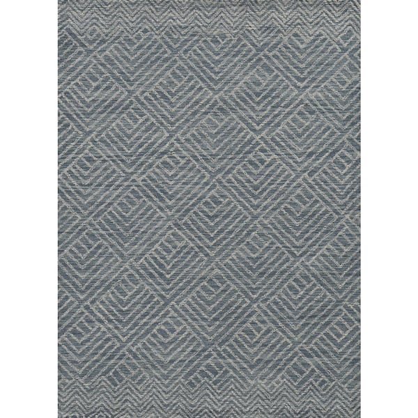 Opal Denim 8 ft. x 11 ft. Geometric Coastal Hand-Tufted Wool Area Rug