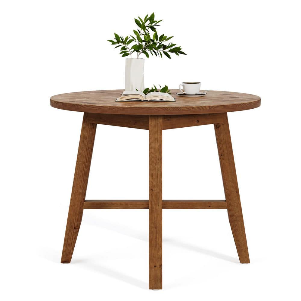Roesler Brown Solid Wood Round Dining Table, Farmhouse 4 Legs Small Dining Table for 4 price history on PriceWatchPro