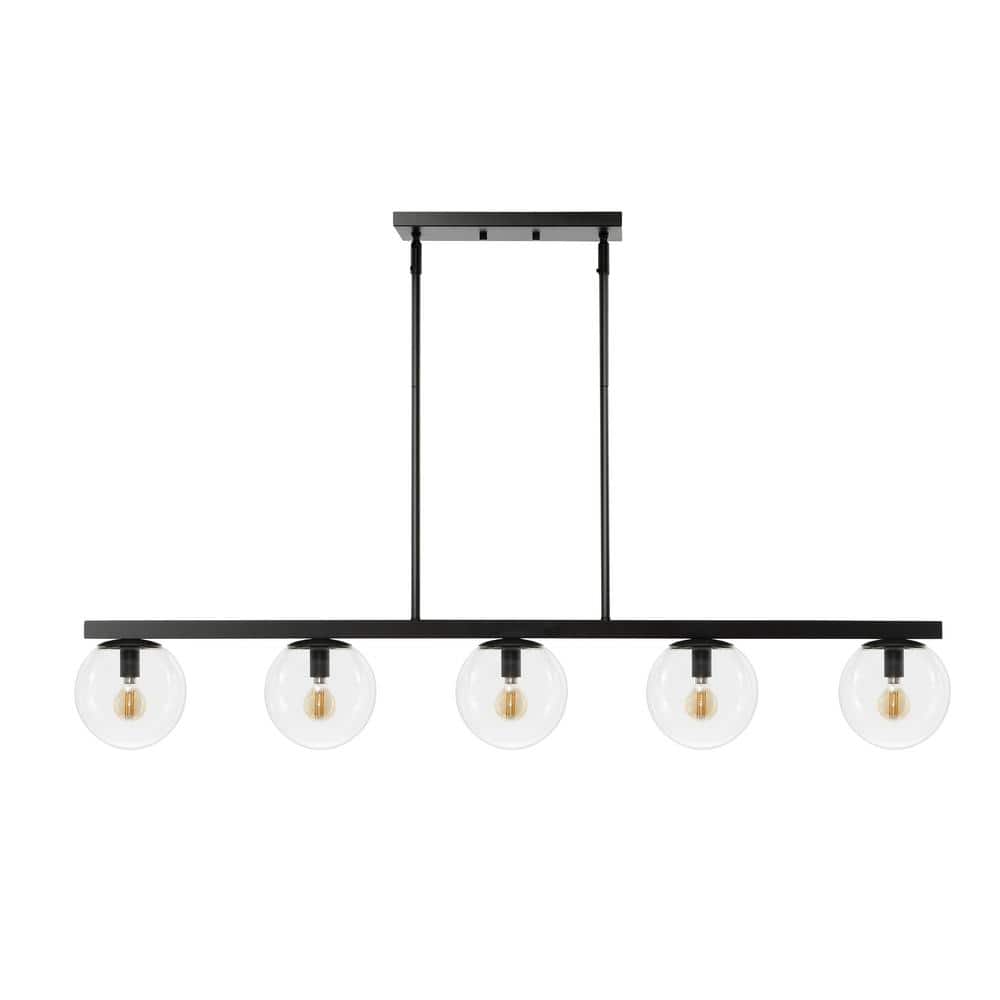 Luca Parisian 45.5" Black Glass Globe Linear LED Pendant Light