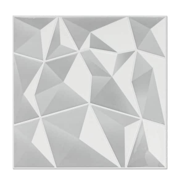 12 in. x 12 in. White 3D Wall Stickers, Peel and Stick Wall Tile, Vinyl Backsplash for Kitchen (10-Pack)
