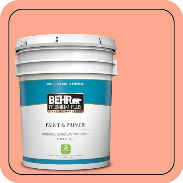 BEHR PREMIUM PLUS 5 gal. #200B-4 Citrus Hill Satin Enamel Low Odor Interior Paint & Primer