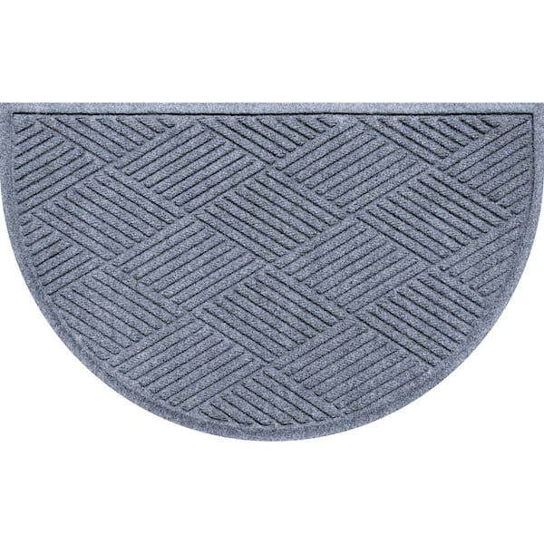 Unbranded Waterhog Diamonds Bluestone 24 in. x 39 in. PET Polyester Half Round Non-Slip Indoor Outdoor Door Mat