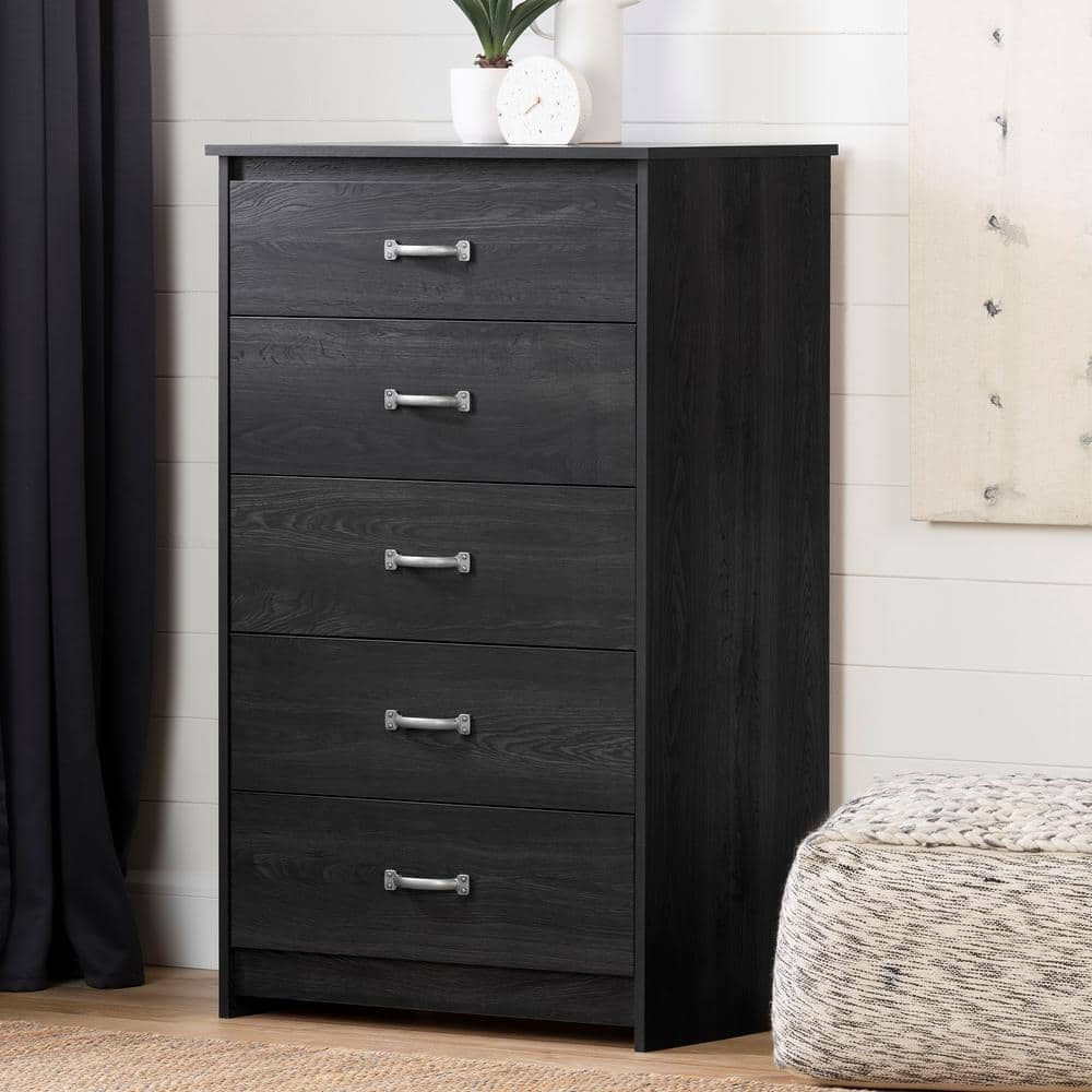 Gray Oak Farmhouse 5-Drawer Vertical Chest