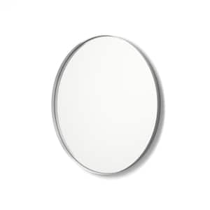24 in. x 24 in. Framed Round Bathroom Vanity Mirror in Silver