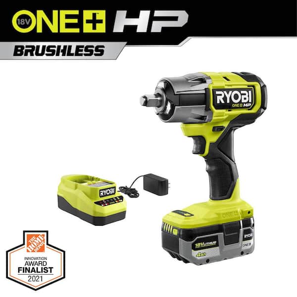 RYOBI ONE+ HP 18V Brushless Cordless 4-Mode 1/2 in. Impact Wrench Kit w/ 4.0 Ah HIGH PERFORMANCE Lithium-Ion Battery & Charger