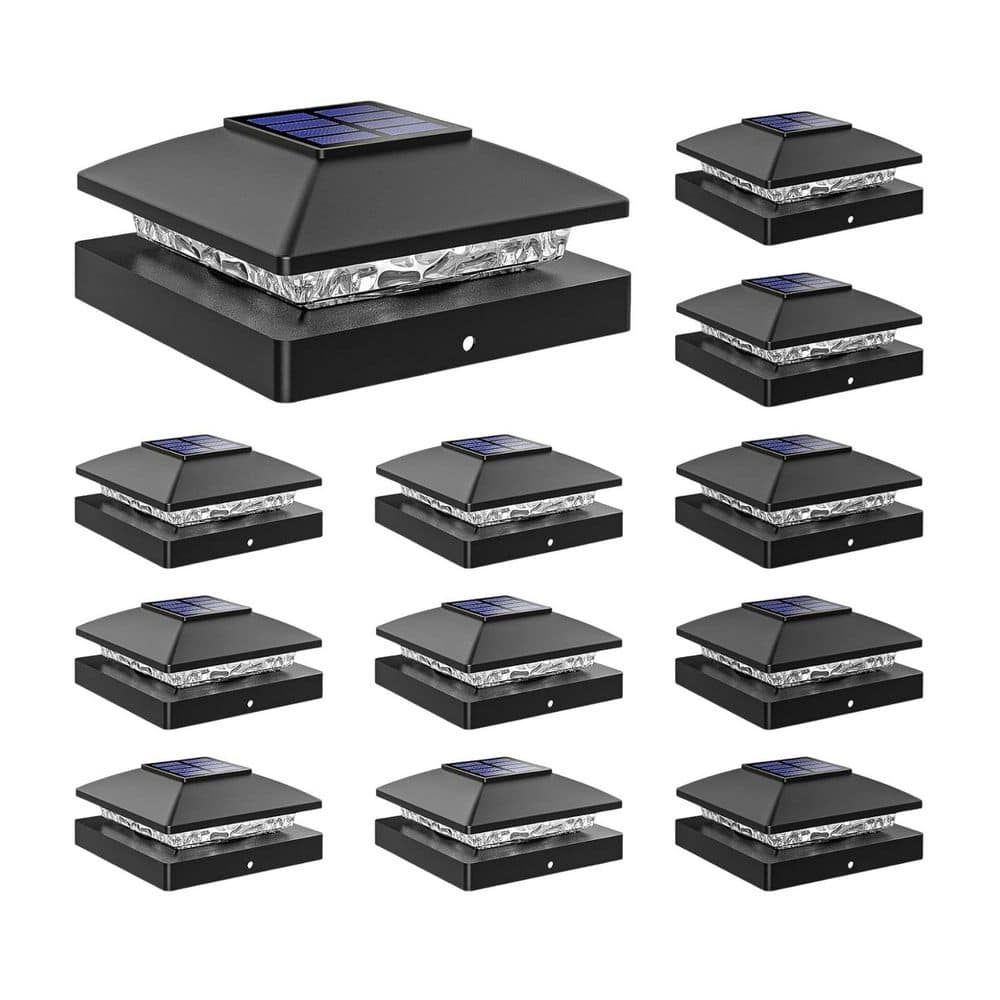 12 Pack Black Waterproof Outdoor Solar Post Cap Lights for 4 x 4 Wood/Vinyl Posts Bright Warm White Deck Fence Lighting price history on PriceWatchPro