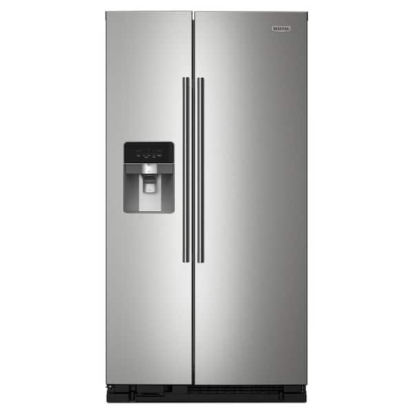 Maytag 36 in. 25 cu. ft. Standard Depth Side-by-Side Refrigerator in Fingerprint Resistant Stainless Steel with Can Caddy