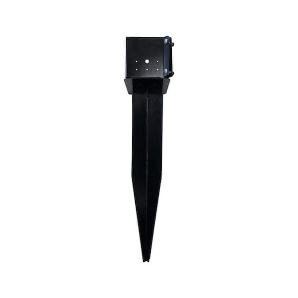 NUVO IRON 6 in. x 6 in. Black Multi-Purpose Yard and Lawn Spike for In-Ground Post Support