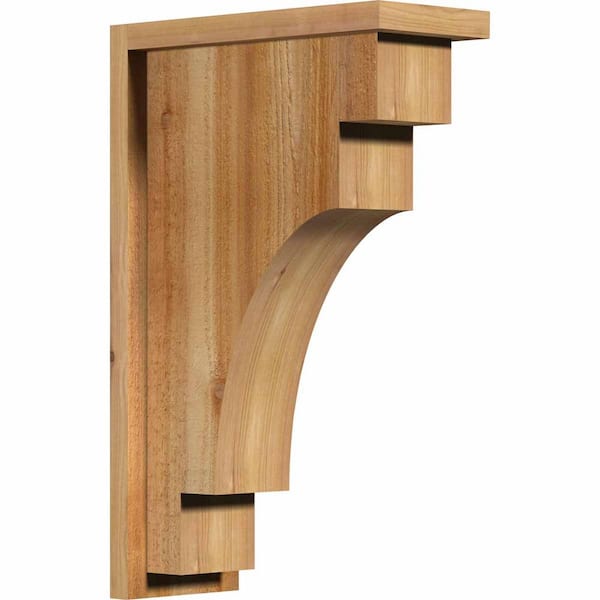 Ekena Millwork 6 in. x 14 in. x 22 in. Western Red Cedar Mediterranean Rough Sawn Corbel with Backplate