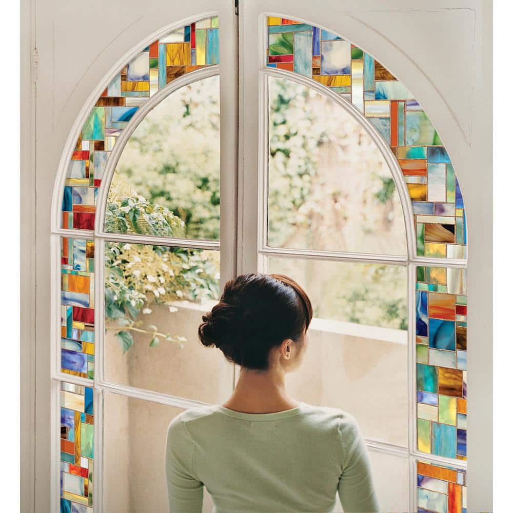 24" x 36" Multicolor Stained Glass Look Privacy Window Film