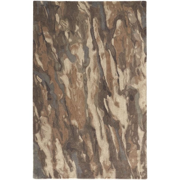 HomeRoots Green and Ivory 10 ft. x 14 ft. Abstract Area Rug