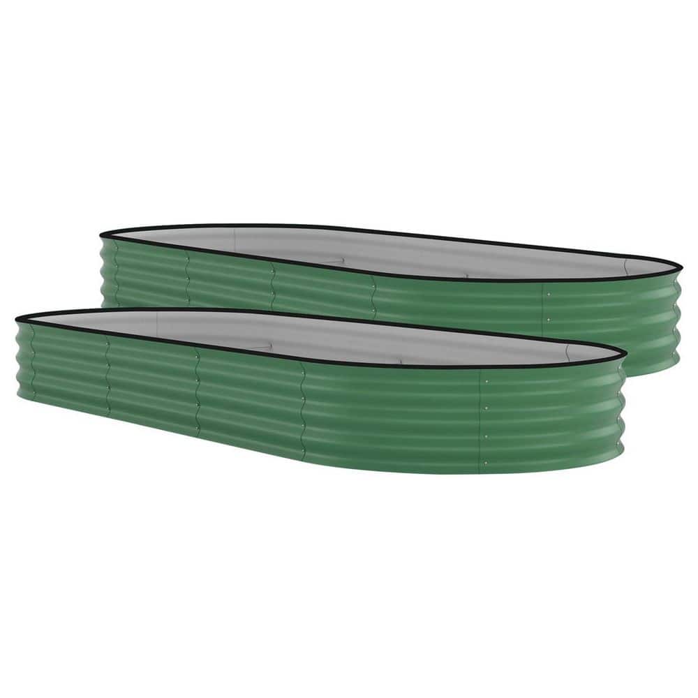 2 Pcs Outdoor Oval Galvanized Steel Green Raised Garden Bed with Open Bottom, 8 ft. x 4 ft. x 1.5 ft. price history on PriceWatchPro
