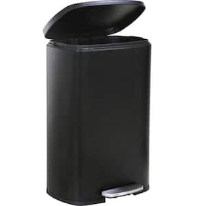 Turner 13 Gal. Black Stainless Steel Household Trash Can With Step Lift Lid