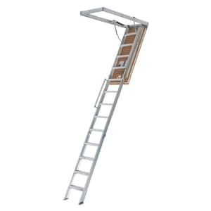 10 ft. to 12 ft. 25.5 x 63 Fire Rated Door Energy Efficient Aluminum Attic Ladder, Type IAA, 375 lbs. Capacity