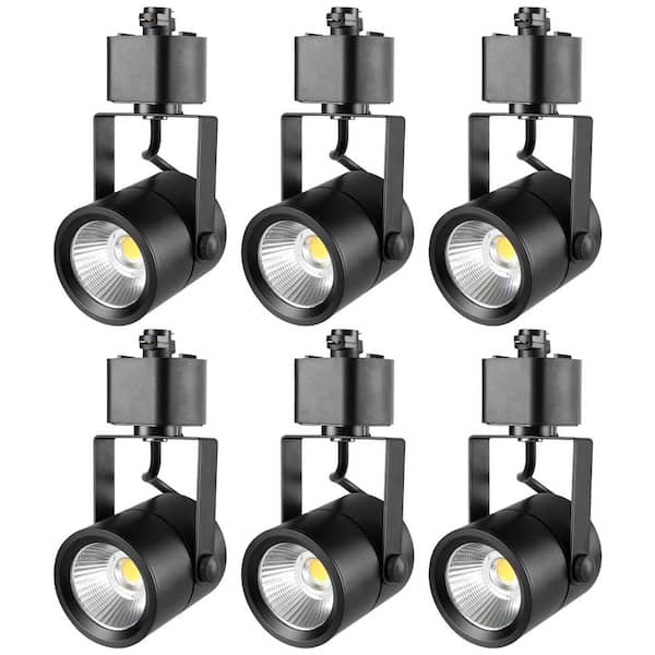 VEVOR 6 Pack LED Track Lighting Heads 6.5 Watt 3000K 470lm Dimmable H Type Fixed Track Cylinder CRI85 for Accent Retail, Black