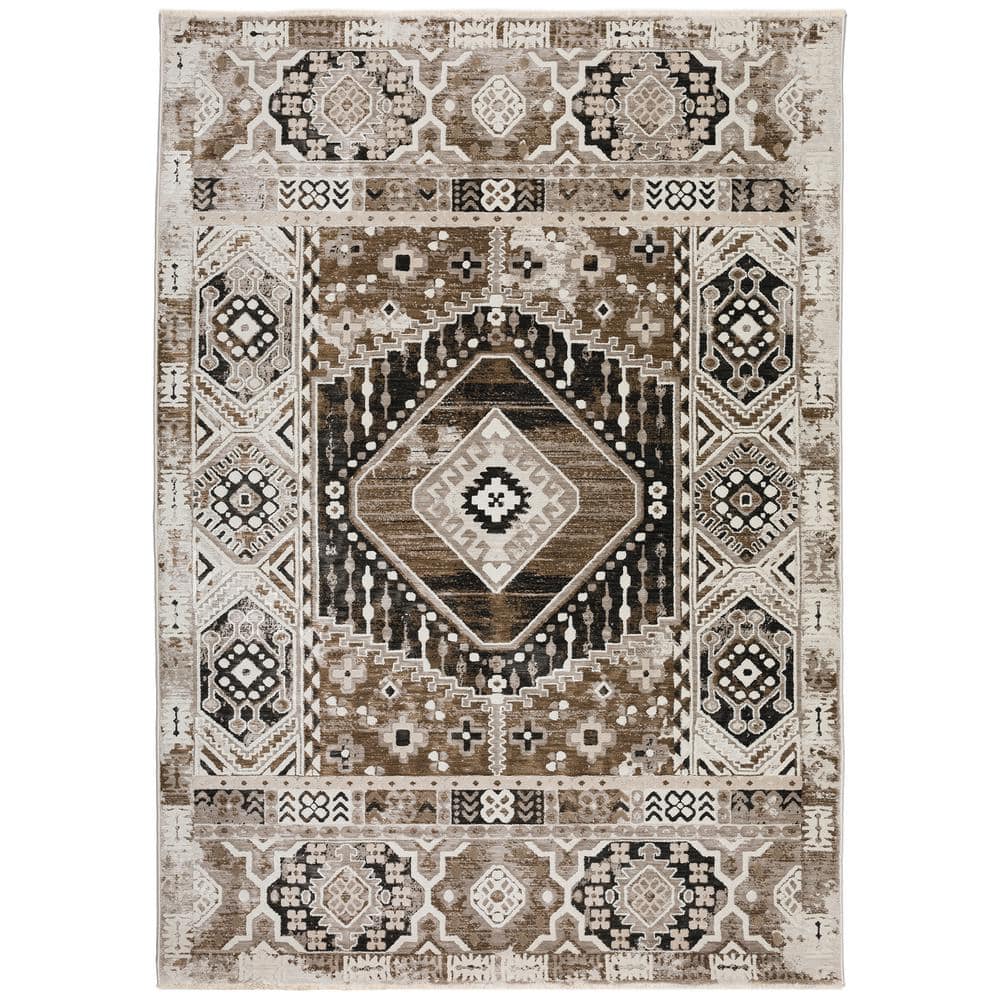 Izmir 5 ft. 3 in. x 7 ft. 8 in. Beige Geometric Rug