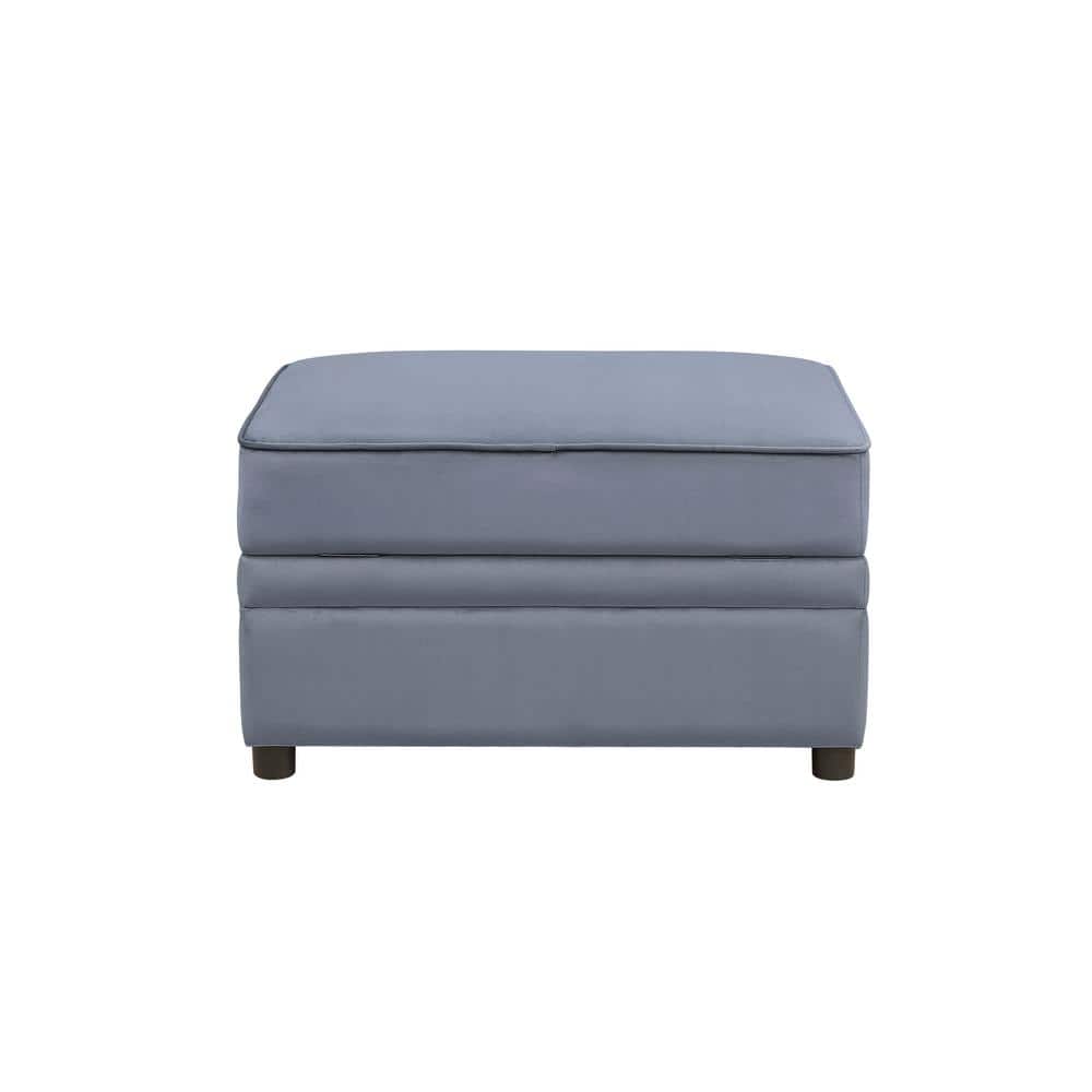 Elegant Gray Velvet Upholstered Ottoman with Lift Top Storage