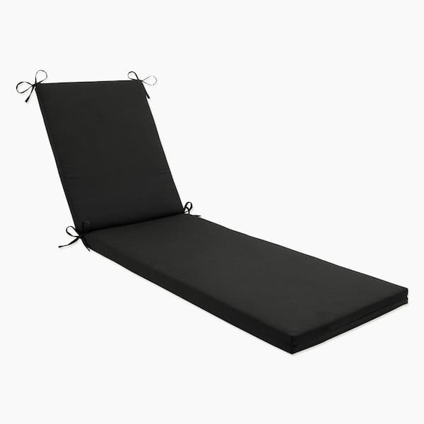 Pillow Perfect Solid 23 x 30 Outdoor Chaise Lounge Cushion in Black Fresco