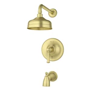 Tisbury 1-Handle Tub and Shower Faucet Trim Kit in Brushed Gold (Valve Not Included)