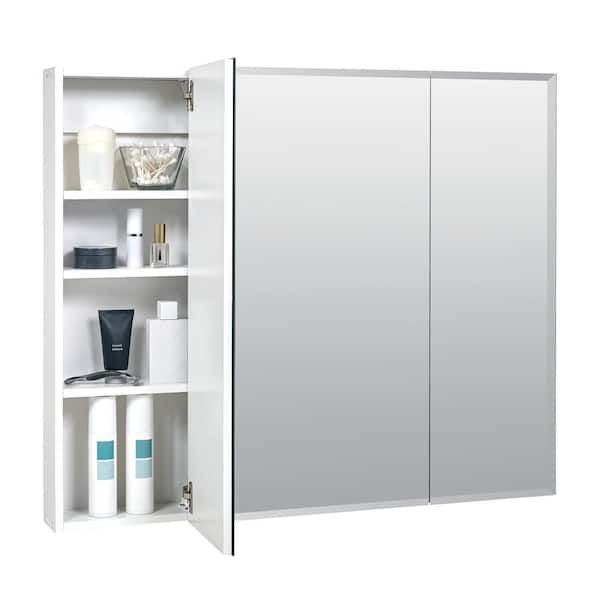 Zenna Home 36 W X 30 In H Surface-Mount Tri-View Bevel Mirror Medicine Cabinet