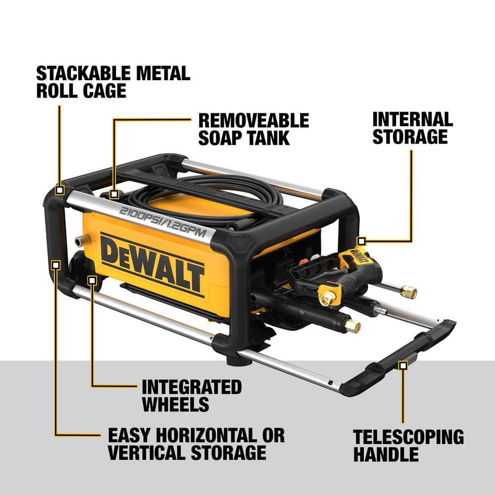 DEWALT Yellow and Black 2100 PSI Electric Pressure Washer with Axial Cam Pump