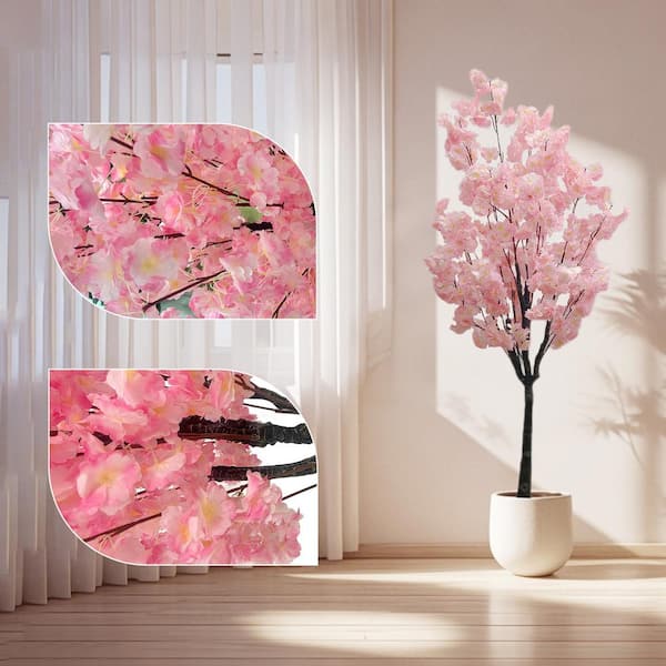 Unbranded 5FT Artificial Cherry Blossom Tree, Pink Fake Flower Tree, Faux  Floral Plant Artificial Handmade Blossom Trees FQZOL_YBRP3L6Y-WLS