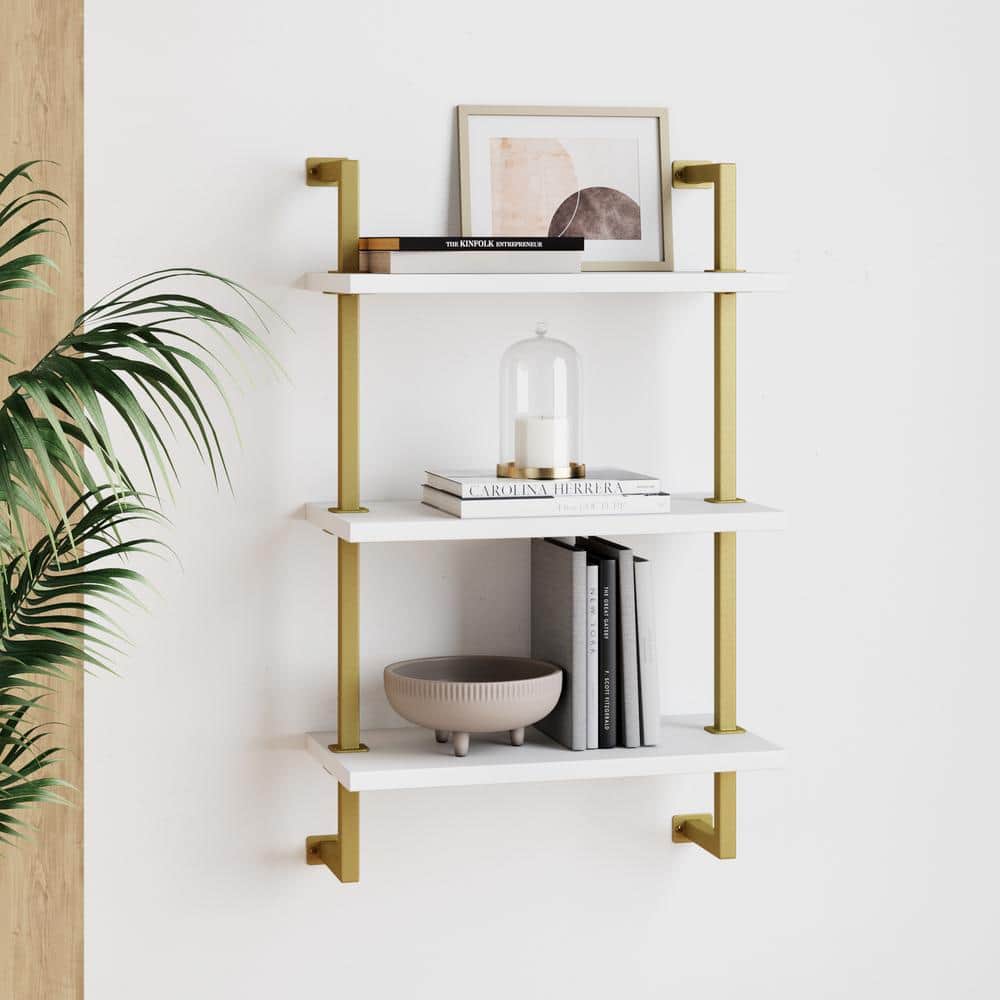 Gold floating bookshelves discount