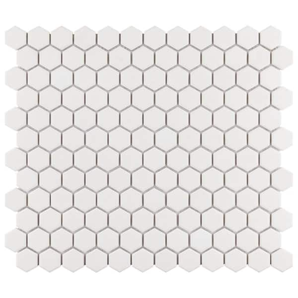 Merola Tile Gotham 1 in. Hex White 10-1/4 in. x 11-7/8 in. Porcelain Mosaic Tile (8.6 sq. ft./Case)