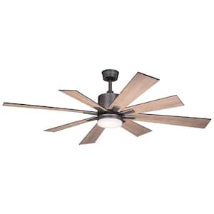 Crawford 60 in. Dark Nickel Urban Loft Indoor Ceiling Fan with Integrated LED Light Kit and Remote