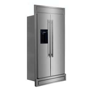 Salerno 36 in. Built-in Side by Side Stainless-Steel Refrigerator with Modern Decorative Grill 20 cu. ft.