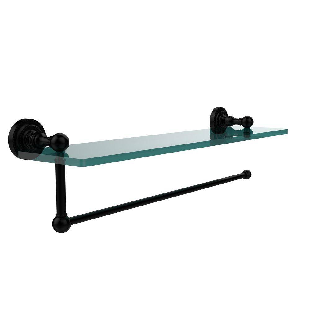Dottingham 22 in. L x 5 in. H x 5 in. W Paper Towel Holder with Clear Glass Shelf in Matte Black price history on PriceWatchPro