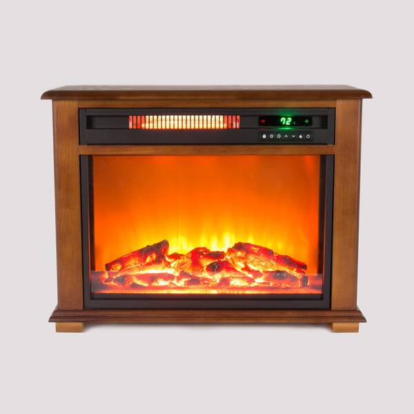 Lifesmart Quakerstown 29 in. Freestanding Electric Fireplace with Remote in Light Oak Stain