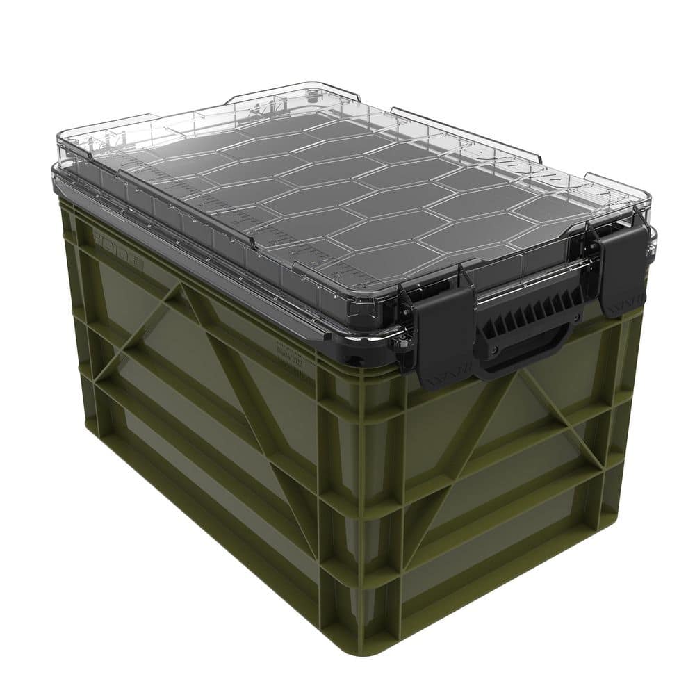 Weather Resistant Full Size Storage Bin High Stacking Capacity Heavy Duty Stackable Storage Bin w/Lid and Dividers Green price history on PriceWatchPro