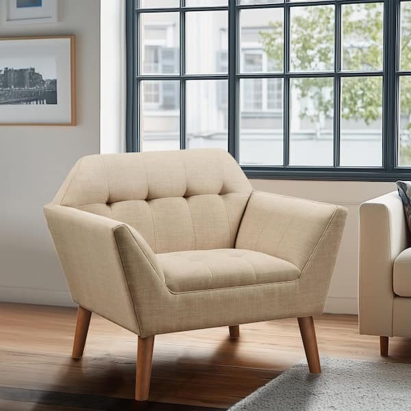 Newport Beige Tufted Lounge Arm Chair