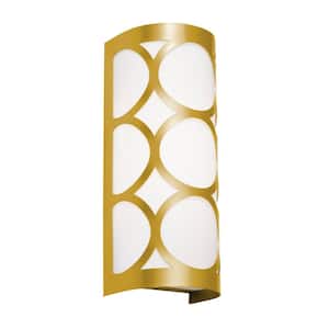 Lake 2-Light Gold Wall Sconce with White Acrylic Shade