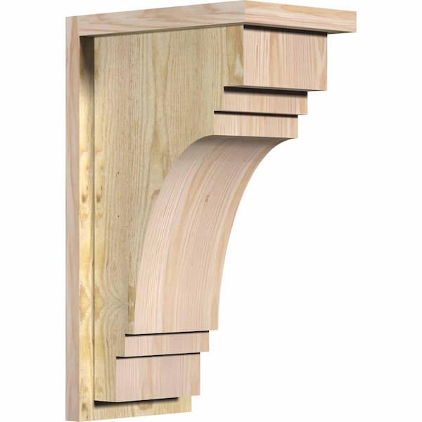 Ekena Millwork 8 in. x 12 in. x 20 in. Douglas Fir Pescadero Rough Sawn Corbel with Backplate