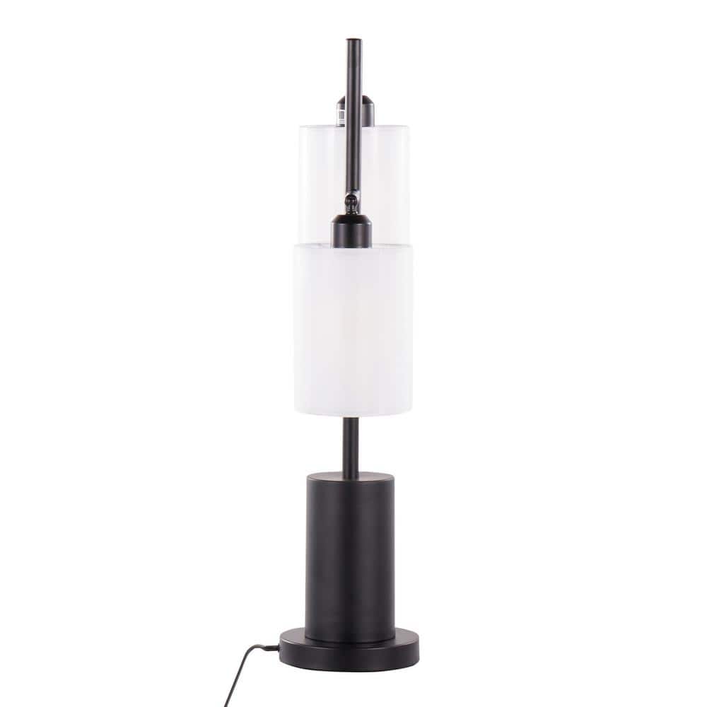 Adjustable Black Metal Table Lamp with White Shades