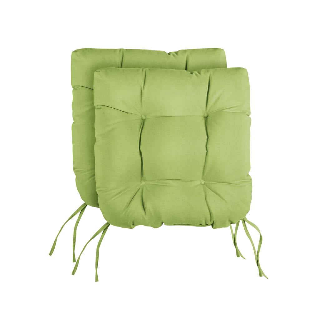 Apple Green Tufted Chair Cushion Round U-Shaped Back 16 x 16 x 3 (Set of 2)