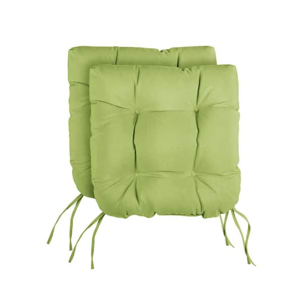 SORRA HOME Apple Green Tufted Chair Cushion Round U-Shaped Back 16 x 16 x 3 (Set of 2)