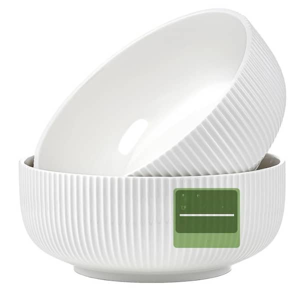 8 in. 60 fl. oz. White Porcelain Large Serving Bowl Set for Kitchen, Soup, Cereal, Ramen, Pasta, Salad (Set of 2)