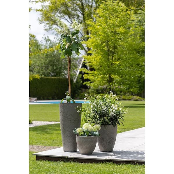 31 in. H Dax L Ficonstone Modern Rustic Planter Indoor/Outdoor, Diorite Grey