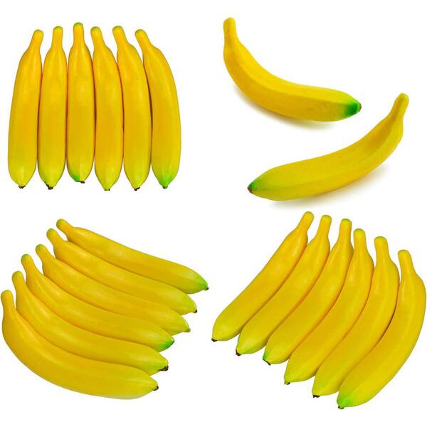 12pcs Artificial Indoor Yellow Banana Set Realistic Foam Fruit