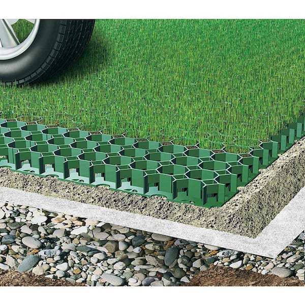 19.7 in. x 19.7 in. x 1.9 in. Green Permeable Plastic Grass Pavers for Parking Lots, Driveways (4 Pieces/11 sq.ft.)